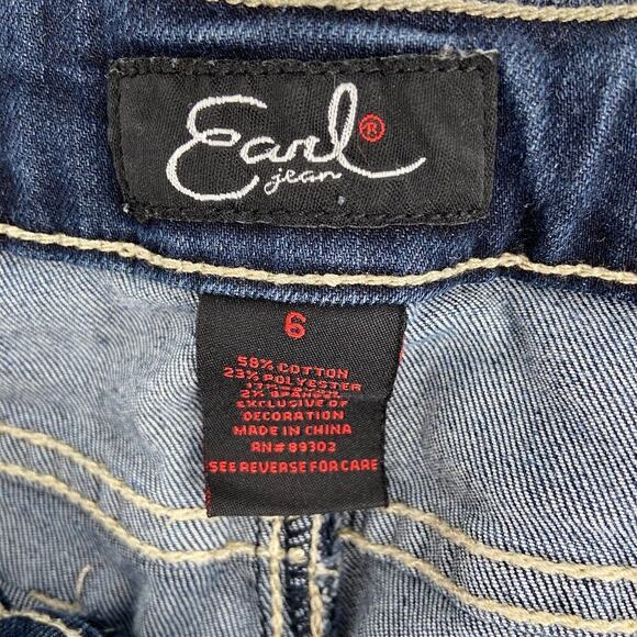 Earl Jeans Women's Size 6 Cuffed Crop Straight Leg Stretch Denim Blue Mid Rise - Picture 4 of 11